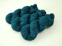 New Base Yarn! Hand Dyed Yarn, DK Weight Tweed Superwash Merino Wool - Deep Sea Tonal - Indie Dyer Yarn, Teal Blue Knitting Yarn with Tweedy Flecks