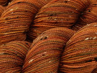 Hand Dyed Yarn, Tweed Fingering Weight Superwash Merino Wool Nylon - Spice - Indie Dyer Knitting Yarn, Rust Orange Autumn Sock Yarn
