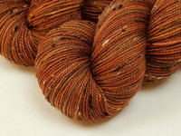 Hand Dyed Yarn, Tweed Fingering Weight Superwash Merino Wool Nylon - Spice - Indie Dyer Knitting Yarn, Rust Orange Autumn Sock Yarn
