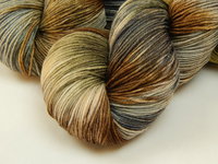 Hand Dyed Yarn, Fingering Sock Weight 4 Ply Superwash Merino Wool - Potluck Greys & Browns - Indie Dyer Gray Rust Brown Green Knitting Yarn 