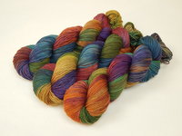 Hand Dyed Yarn, Sock Fingering Weight Superwash Merino Wool - Potluck Rainbow - Deep Rich Multicolor Knitting Yarn, Indie Dyer Sock Yarn