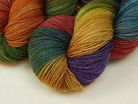 Hand Dyed Yarn, Sock Fingering Weight Superwash Merino Wool - Potluck Rainbow - Deep Rich Multicolor Knitting Yarn, Indie Dyer Sock Yarn