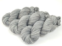 Hand Dyed Yarn, DK Weight 100% Superwash Merino Wool - Silver Lining - Indie Dyed Knitting Yarn, Light Grey Gray Tonal Yarn, Crochet Yarn