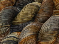 Hand Dyed Yarn, Sport Weight Superwash Merino Wool - Potluck Greys & Browns - Indie Dyed Silver Gray Khaki Knitting Yarn, Earthy Colors Heavier Sock Yarn 