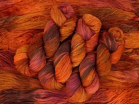 Hand Dyed Yarn, Worsted Weight Superwash Merino Wool - Potluck Autumn Shades - Orange Brown Magenta, Indie Dyer Knitting Crochet Yarn
