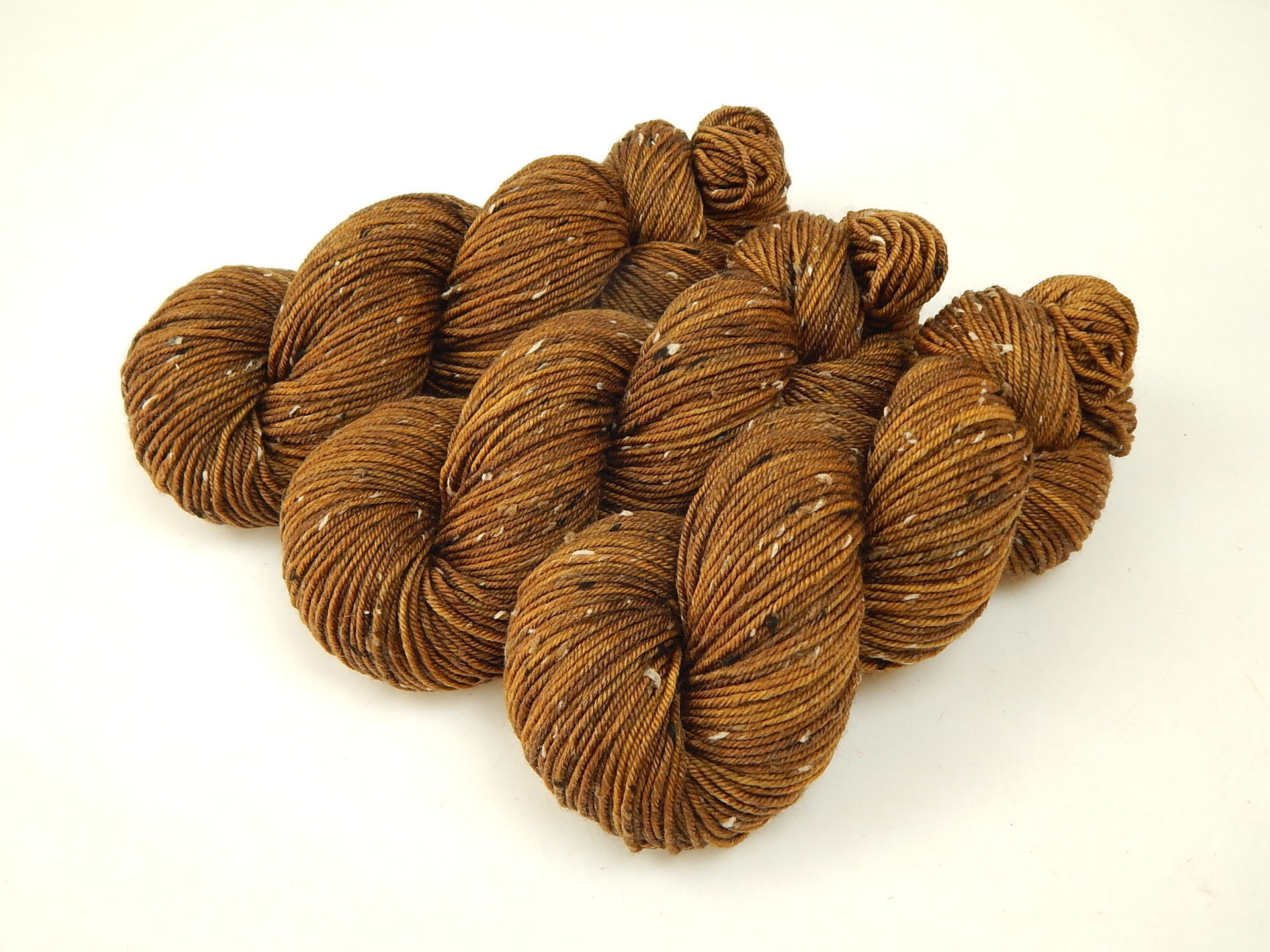 New Base Yarn! Hand Dyed Yarn, DK Weight Tweed Superwash Merino Wool - Hazelnut - Indie Dyer Yarn, Warm Brown Knitting Yarn with Tweedy Flecks