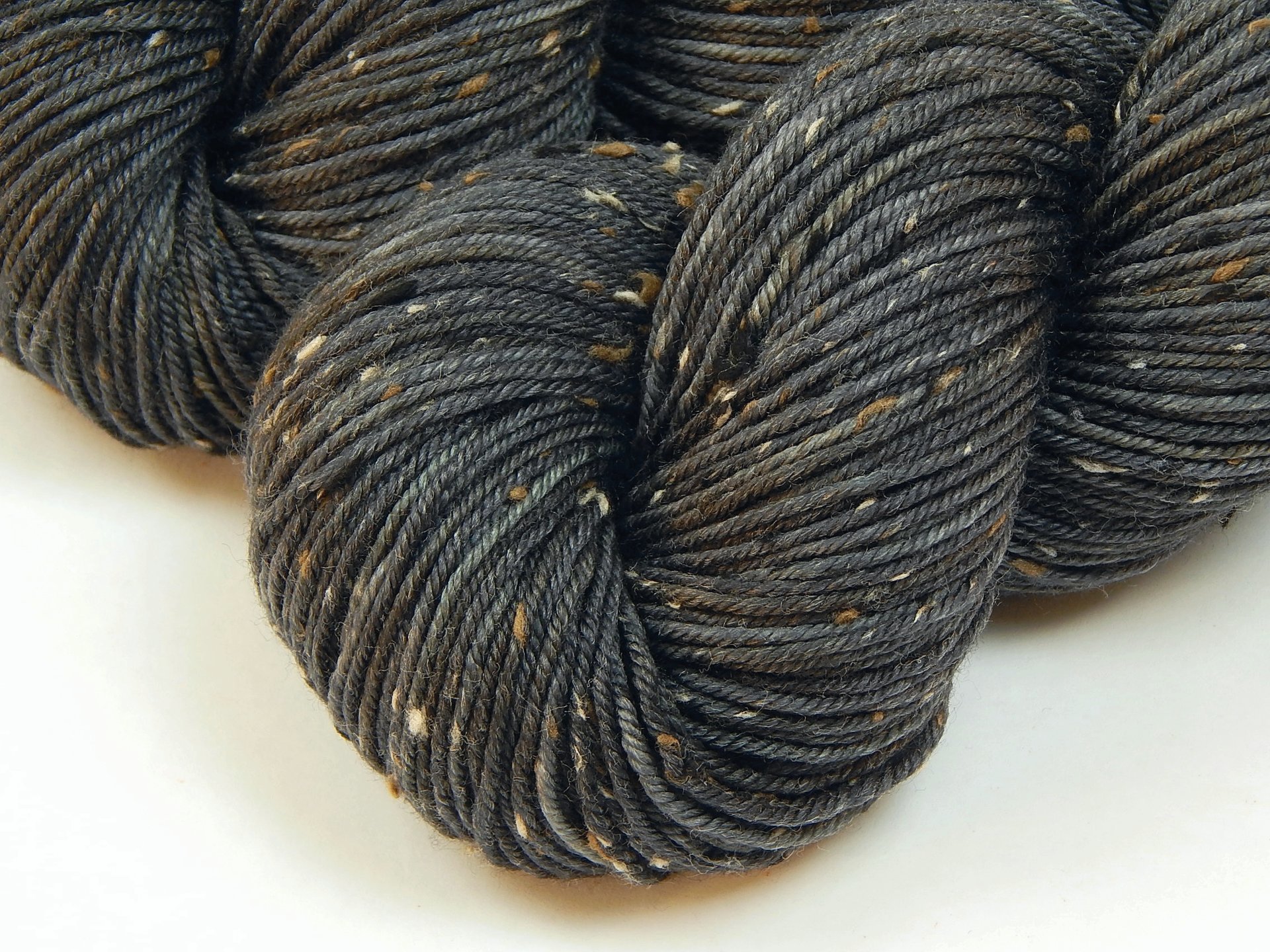 Hand Dyed Yarn, DK Weight Tweed Superwash Merino Wool - Slate Grey Tonal - Indie Dyer Yarn, Charcoal Knitting Yarn with Tweedy Flecks