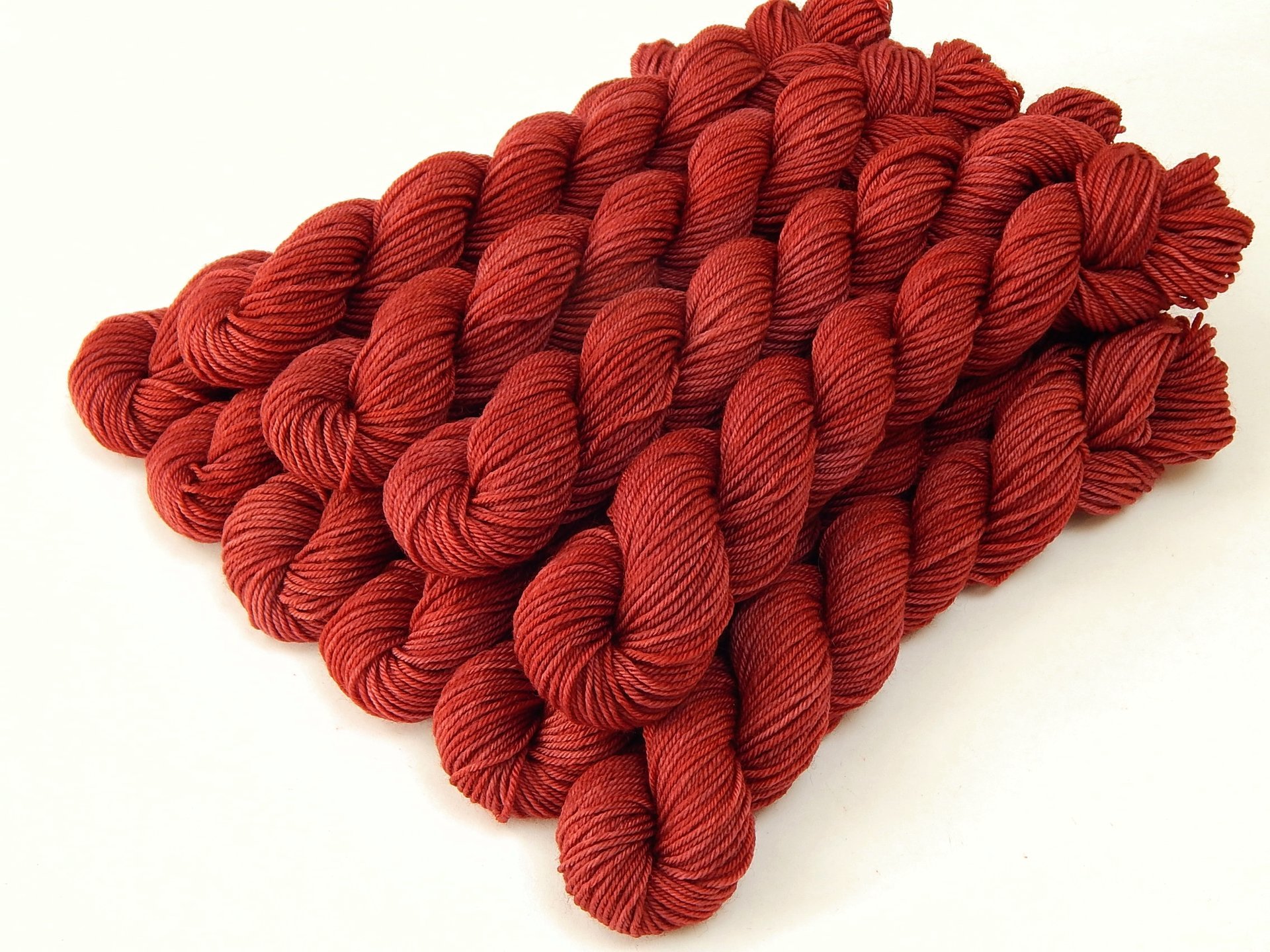 Hand Dyed Yarn, Fingering Weight Mini Skeins, 4 Ply Superwash 100% Merino Wool - Potluck Red - Tonal Semi-Solid Indie Dyed Sock Yarn