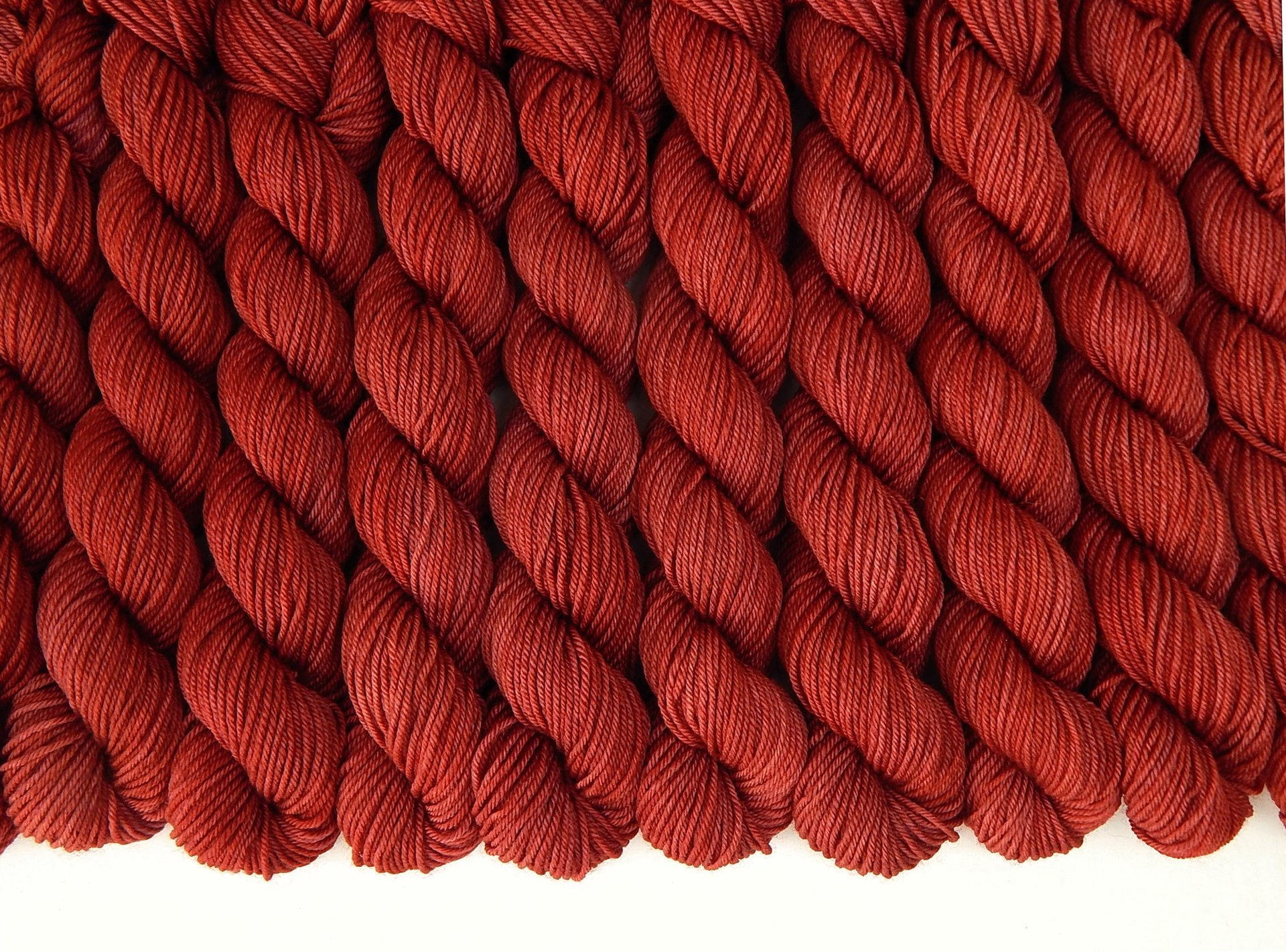 Hand Dyed Yarn, Fingering Weight Mini Skeins, 4 Ply Superwash 100% Merino Wool - Potluck Red - Tonal Semi-Solid Indie Dyed Sock Yarn
