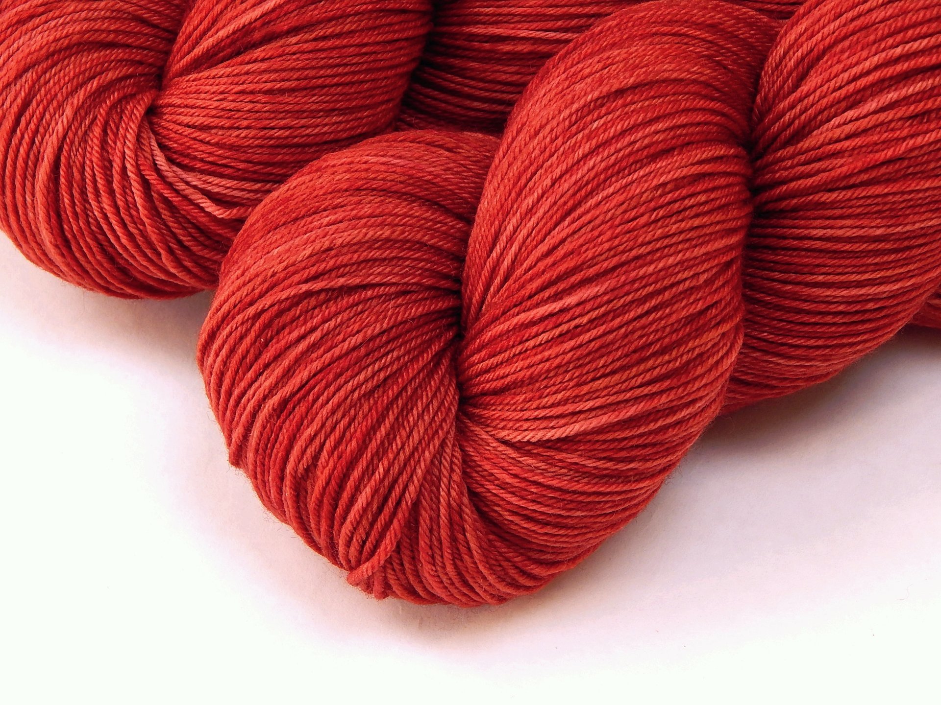Hand Dyed Sock Yarn, Fingering Weight 4 Ply Superwash Merino Wool - Cinnabar - Indie Dyer Knitting Yarn, Tonal Tomato Red Hand Dyed Yarn