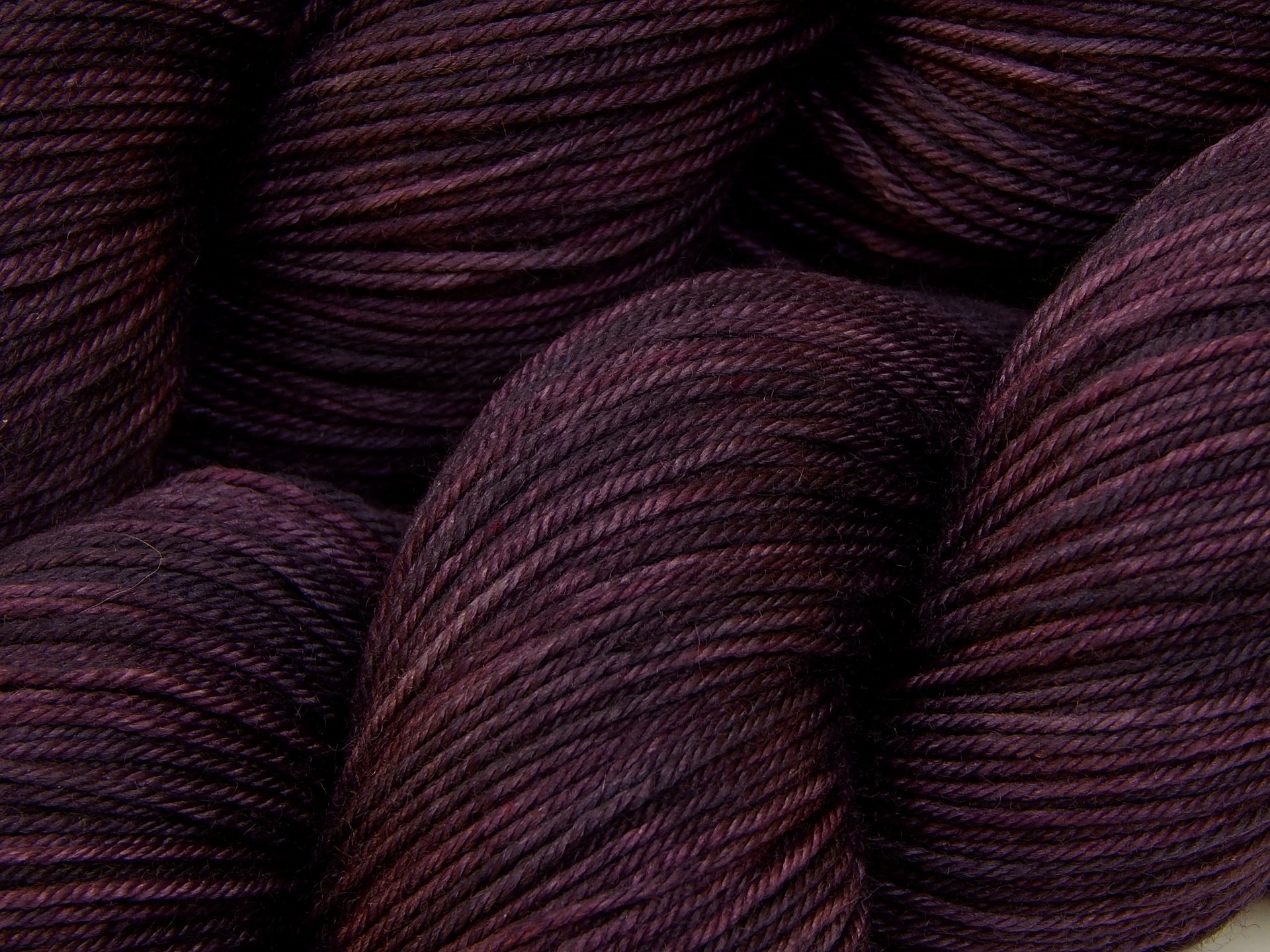 Hand Dyed Yarn, Sock Fingering Weight, 4 Ply Superwash Merino Wool - Eggplant - Indie Dyed Knitting Yarn, Tonal Dark Purple Yarn