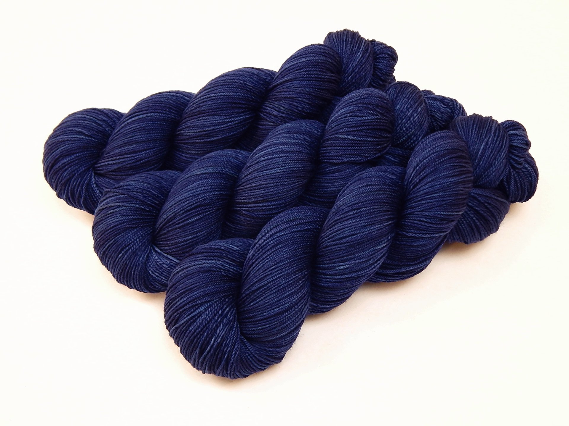 Hand Dyed Sock Yarn, Fingering Weight 4 Ply Superwash Merino Wool - Ink Tonal - Dark Blue Knitting Yarn, Navy Hand Dyed Yarn