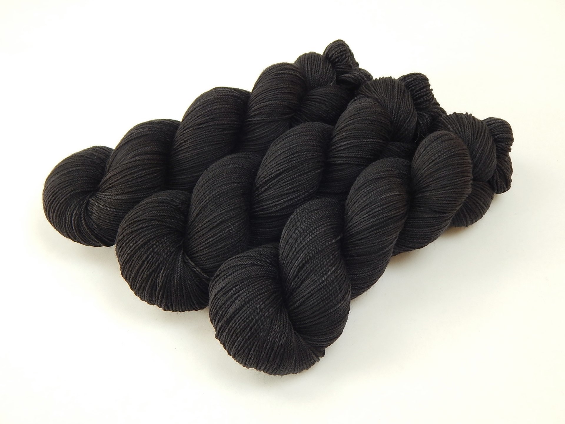 Hand Dyed Yarn, Sock Fingering Weight 4 Ply Superwash Merino Wool - Near Black - Tonal Knitting Yarn, Indie Dyer