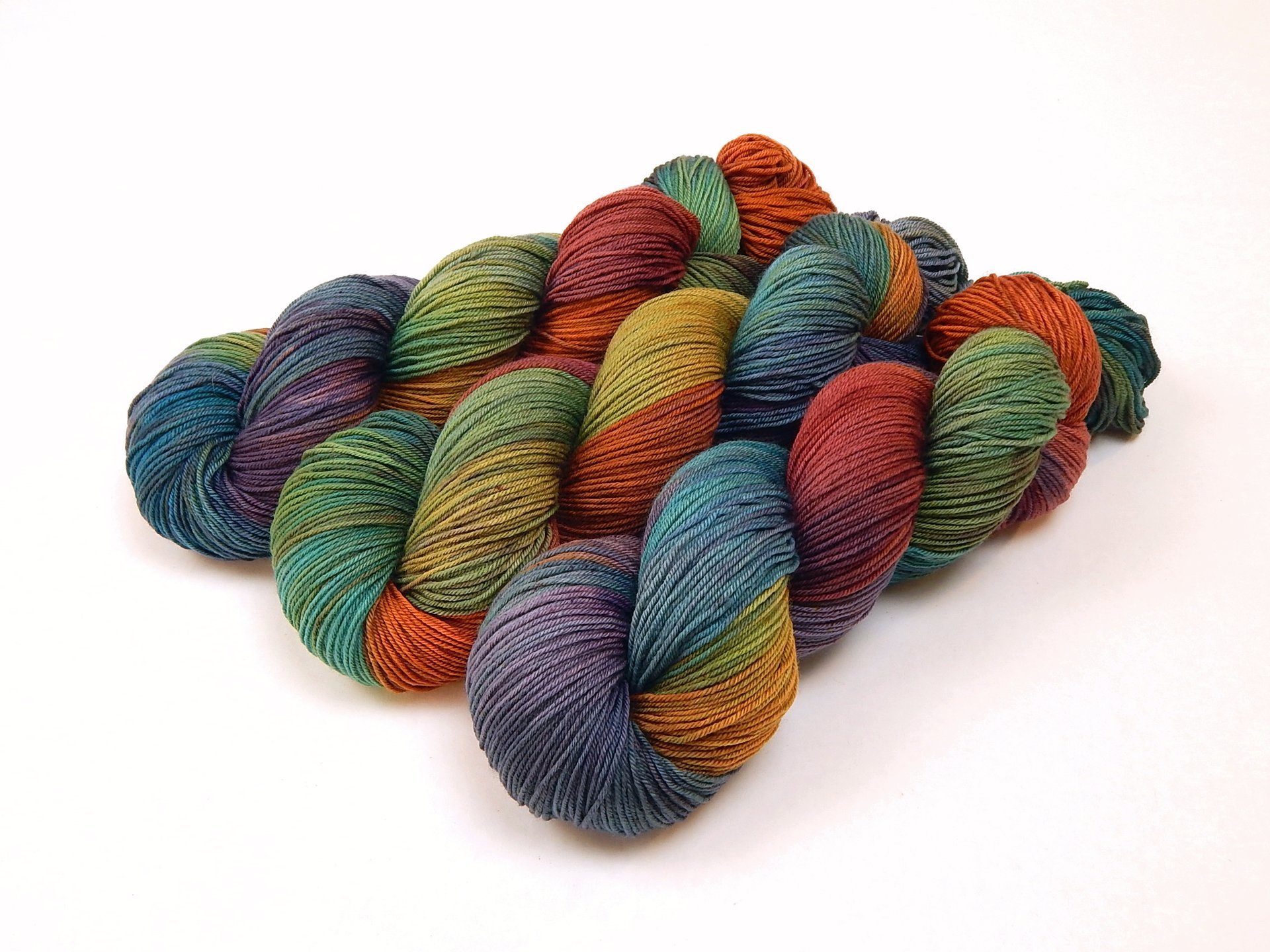 Hand Dyed Yarn, Fingering Sock Weight 4 Ply Superwash Merino Wool - Potluck Rainbow - Indie Dyer Colorful OOAK Knitting Yarn 