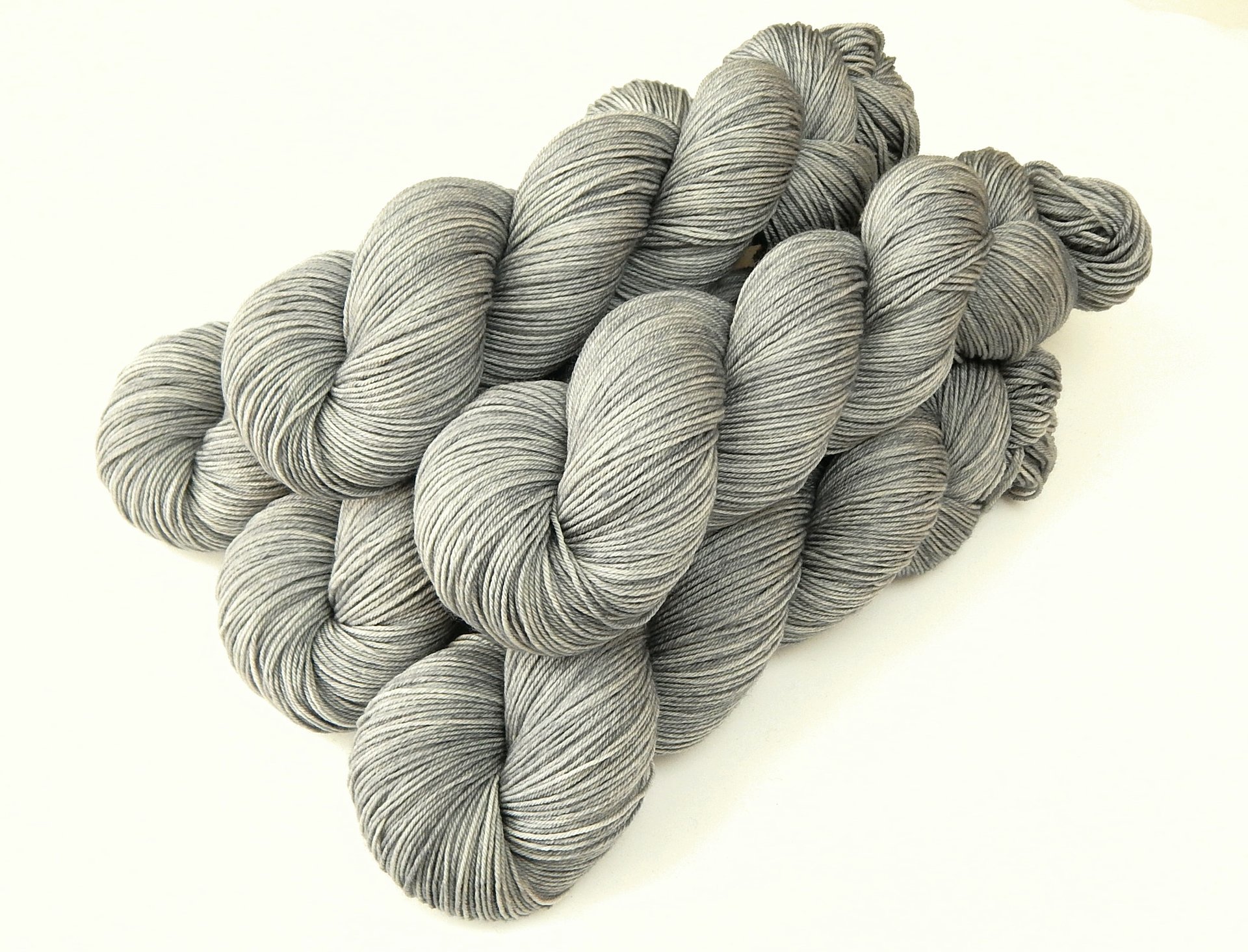 Hand Dyed Yarn, Sock Fingering Weight 4 Ply Superwash Merino Wool - Silver Lining - Light Grey Gray Tonal Knitting Yarn, Hand Dyed Sock Yarn