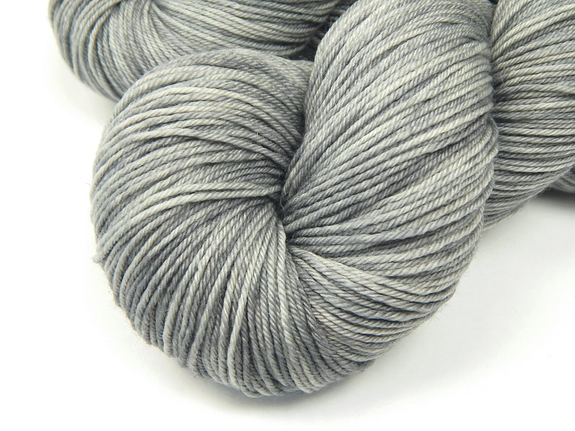 Hand Dyed Yarn, Sock Fingering Weight 4 Ply Superwash Merino Wool - Silver Lining - Light Grey Gray Tonal Knitting Yarn, Hand Dyed Sock Yarn