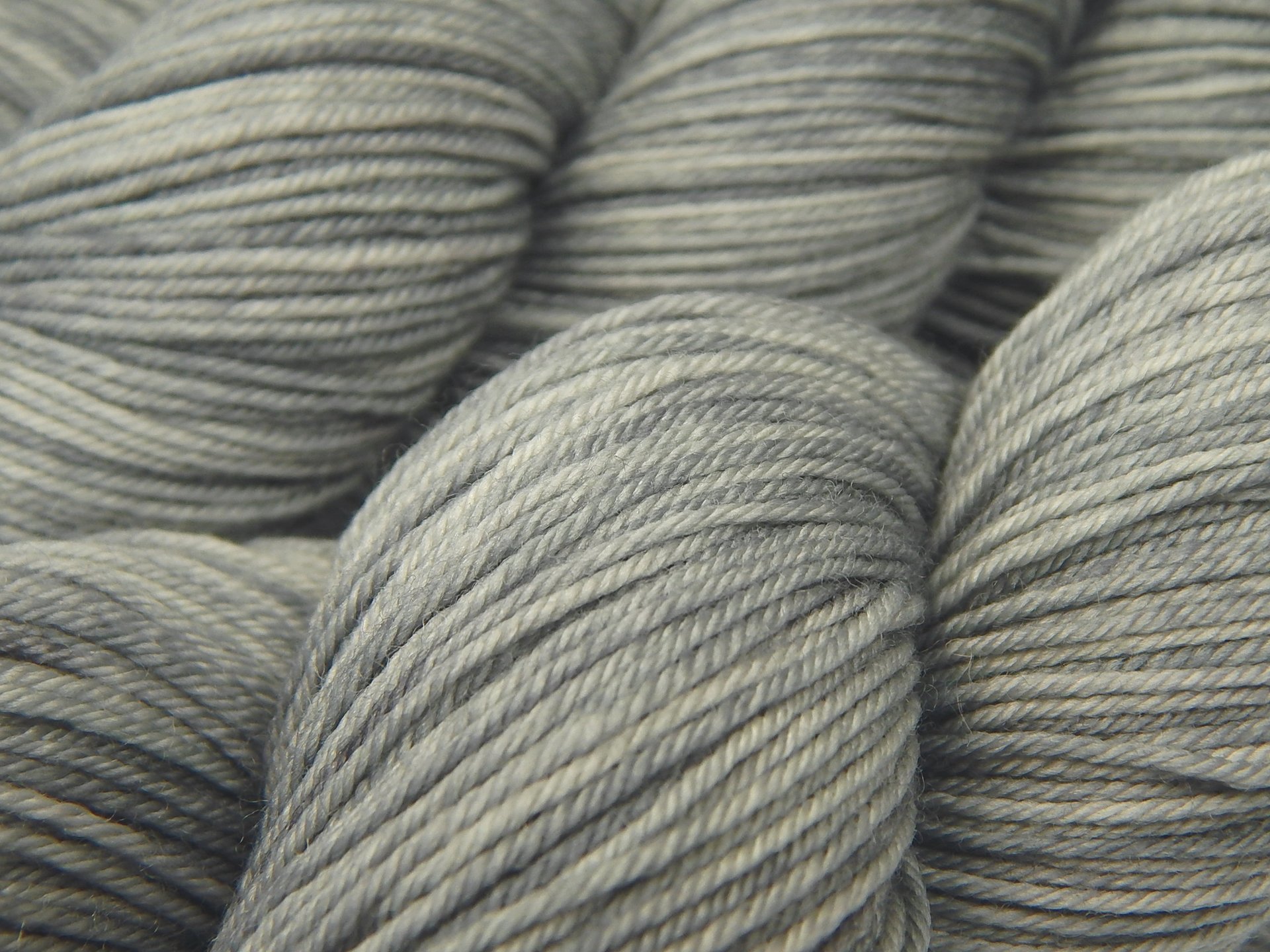Hand Dyed Yarn, Sock Fingering Weight 4 Ply Superwash Merino Wool - Silver Lining - Light Grey Gray Tonal Knitting Yarn, Hand Dyed Sock Yarn