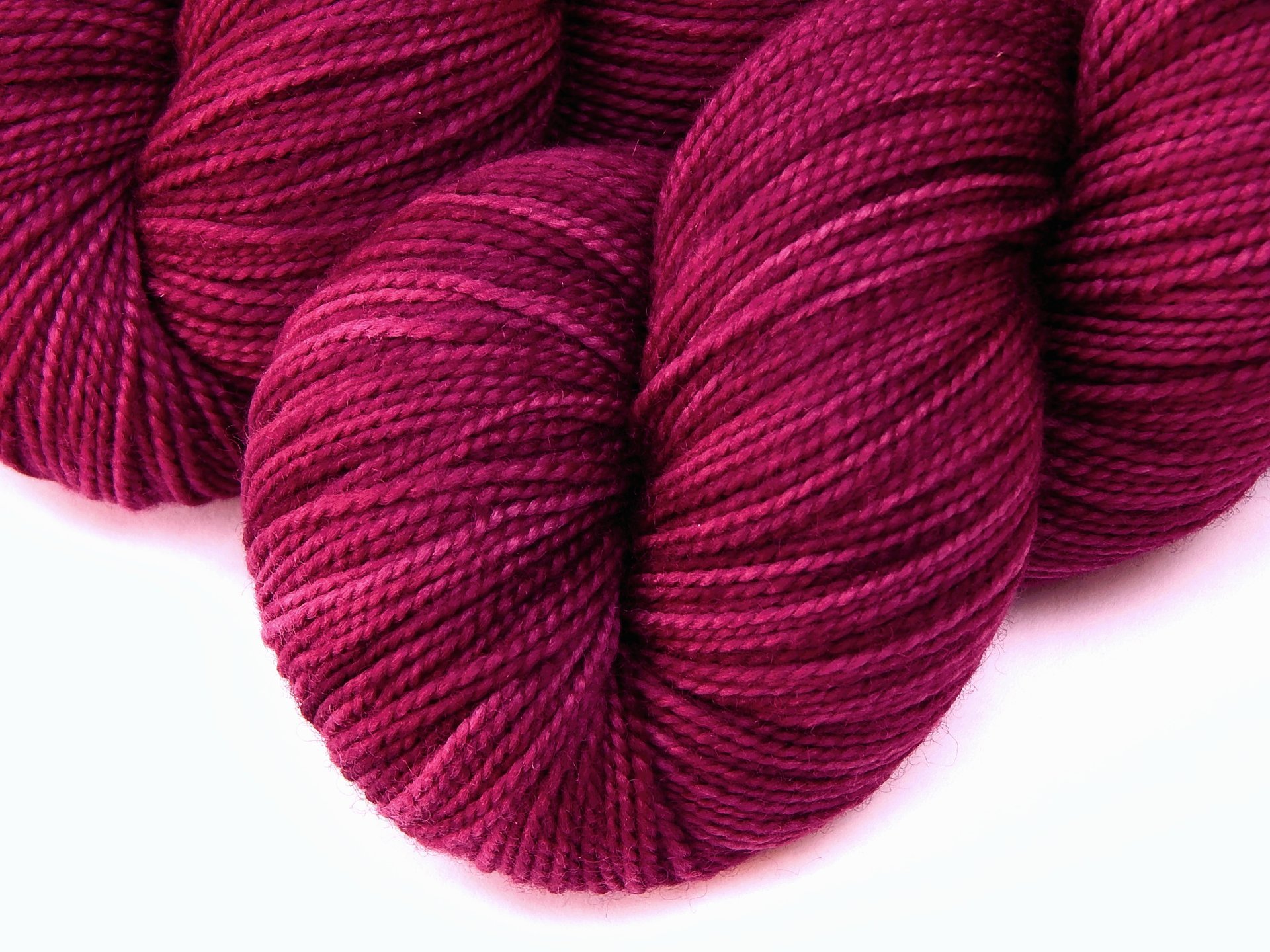 Hand Dyed Yarn, Sock Fingering Superwash Merino Wool - Plumberry - Tonal Knitting Yarn, Indie Dyer Red Berry Semisolid Hand Dyed Sock Yarn