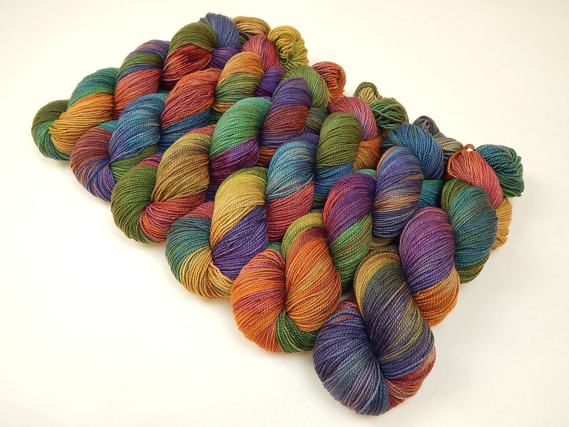 Hand Dyed Yarn, Sock Fingering Weight Superwash Merino Wool - Potluck Rainbow - Deep Rich Multicolor Knitting Yarn, Indie Dyer Sock Yarn