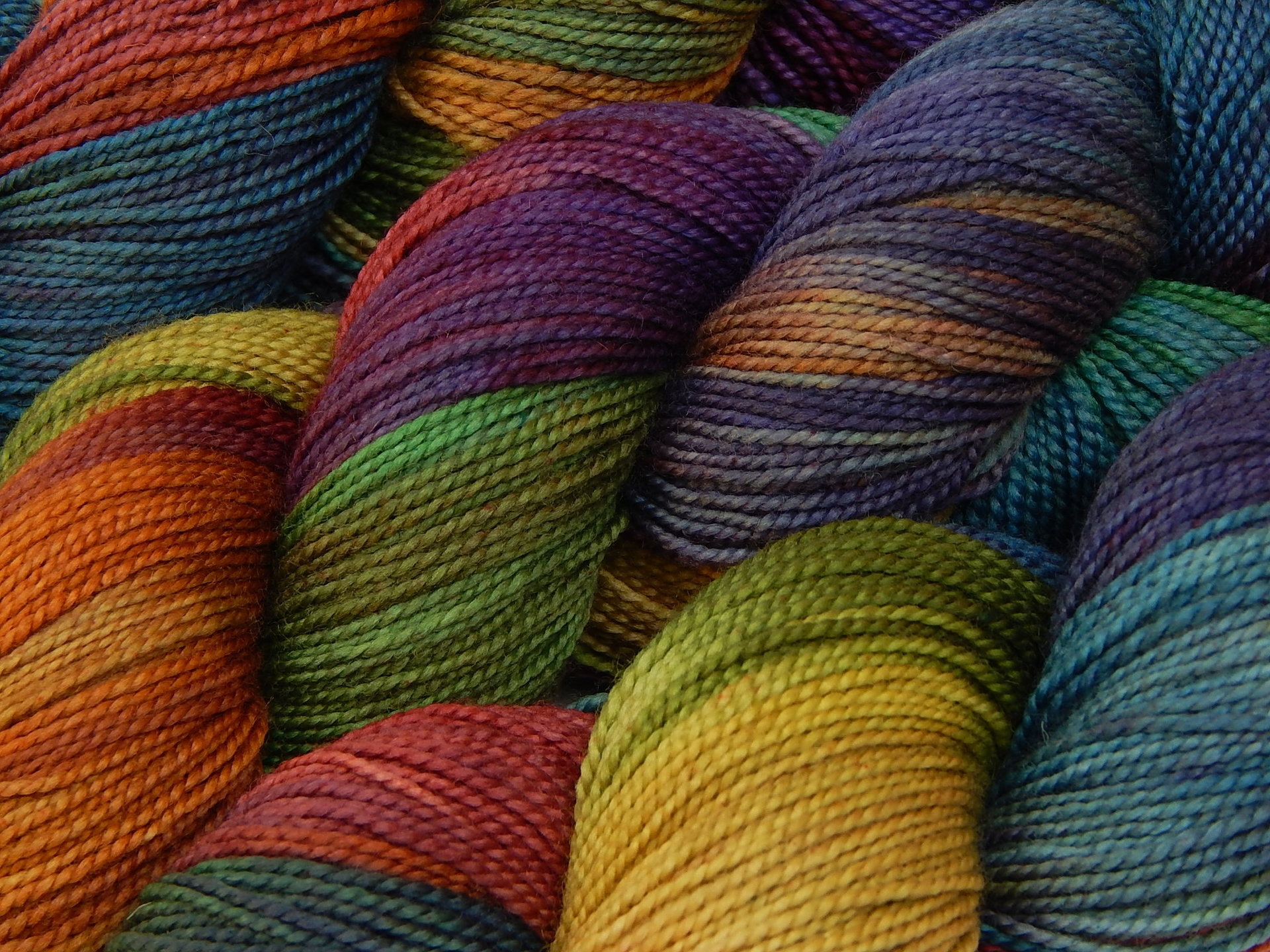 Hand Dyed Yarn, Sock Fingering Weight Superwash Merino Wool - Potluck Rainbow - Deep Rich Multicolor Knitting Yarn, Indie Dyer Sock Yarn