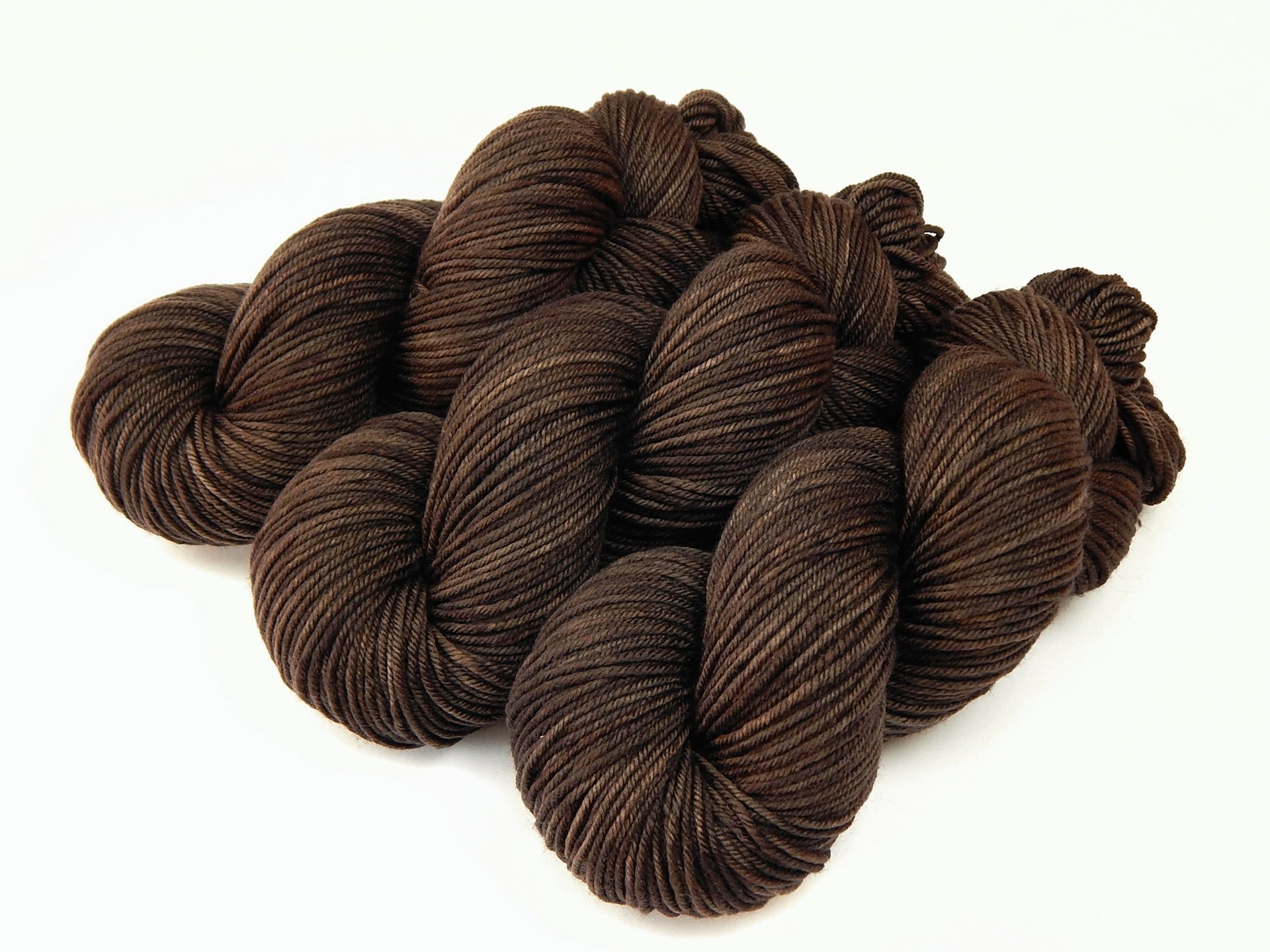 Hand Dyed Yarn, DK Weight Superwash Merino Wool - Bark Tonal - Indie Dyed Yarn, Chocolate Brown Knitting Yarn, Semi Solid Crochet Yarn