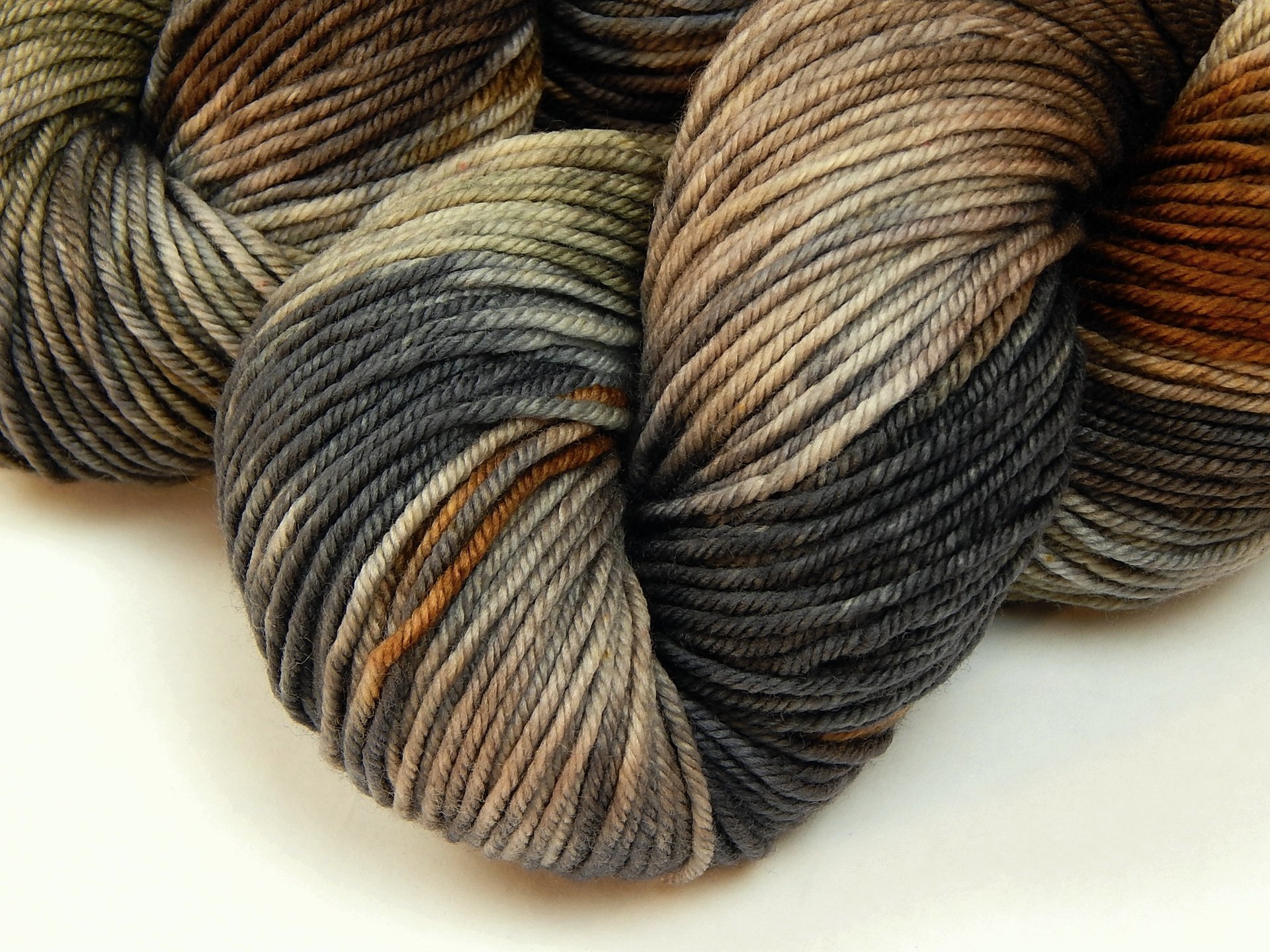Hand Dyed Yarn, DK Weight Superwash Merino Wool - Potluck Greys & Browns - Soft Washable Indie Dyer Yarn, Earthy Colors Wool Yarn for Knitting Crochet