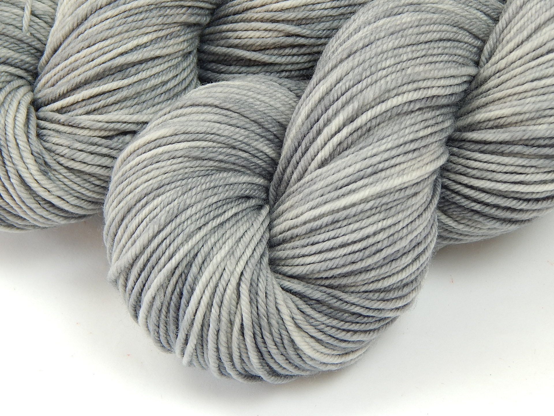 Hand Dyed Yarn, DK Weight 100% Superwash Merino Wool - Silver Lining - Indie Dyed Knitting Yarn, Light Grey Gray Tonal Yarn, Crochet Yarn