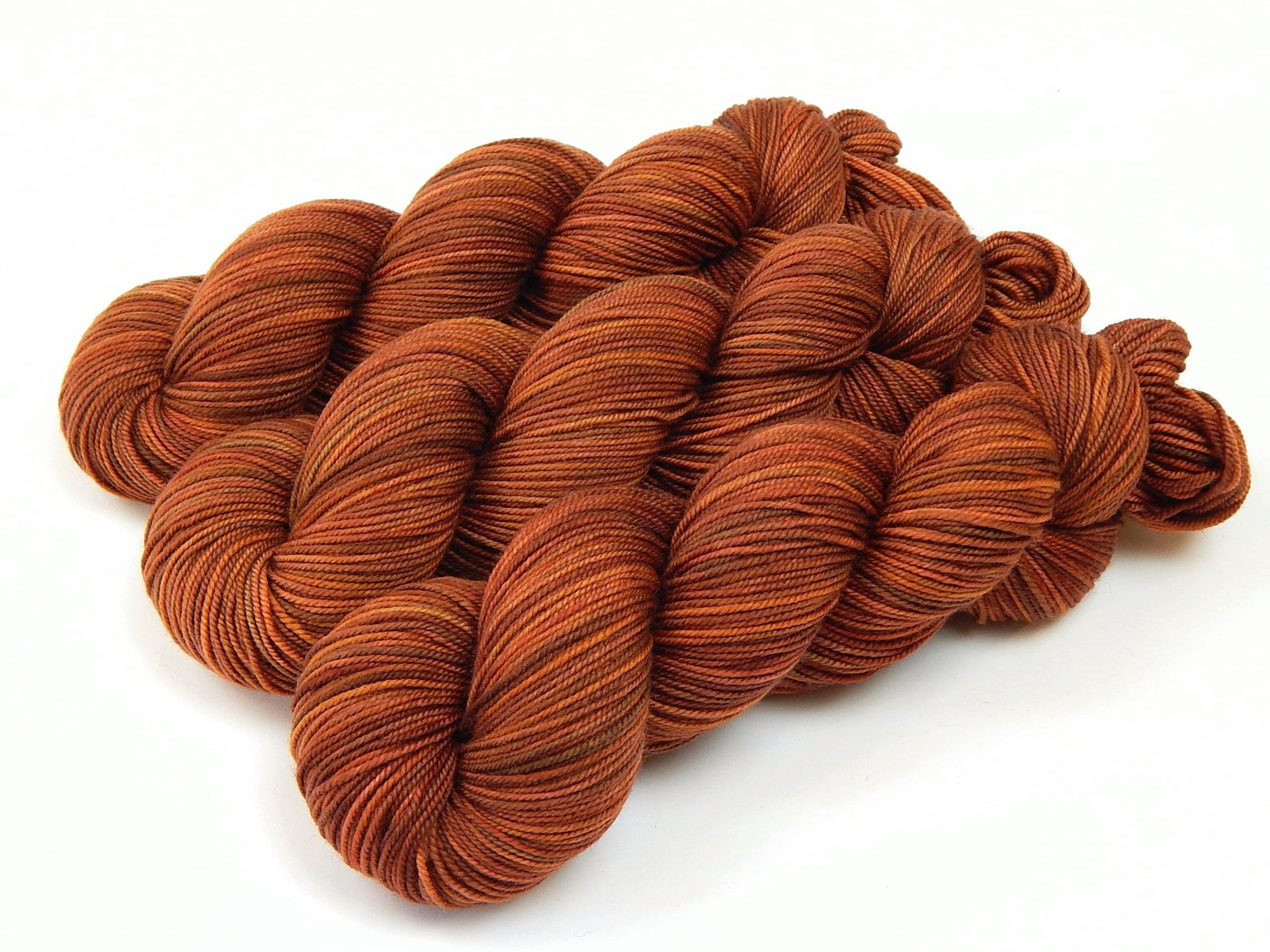 Hand Dyed Yarn, Sport Weight Superwash Merino Wool - Spice - Indie Dyed Knitting Yarn, Burnt Orange Rust Autumn Sock Yarn, Ready to Ship