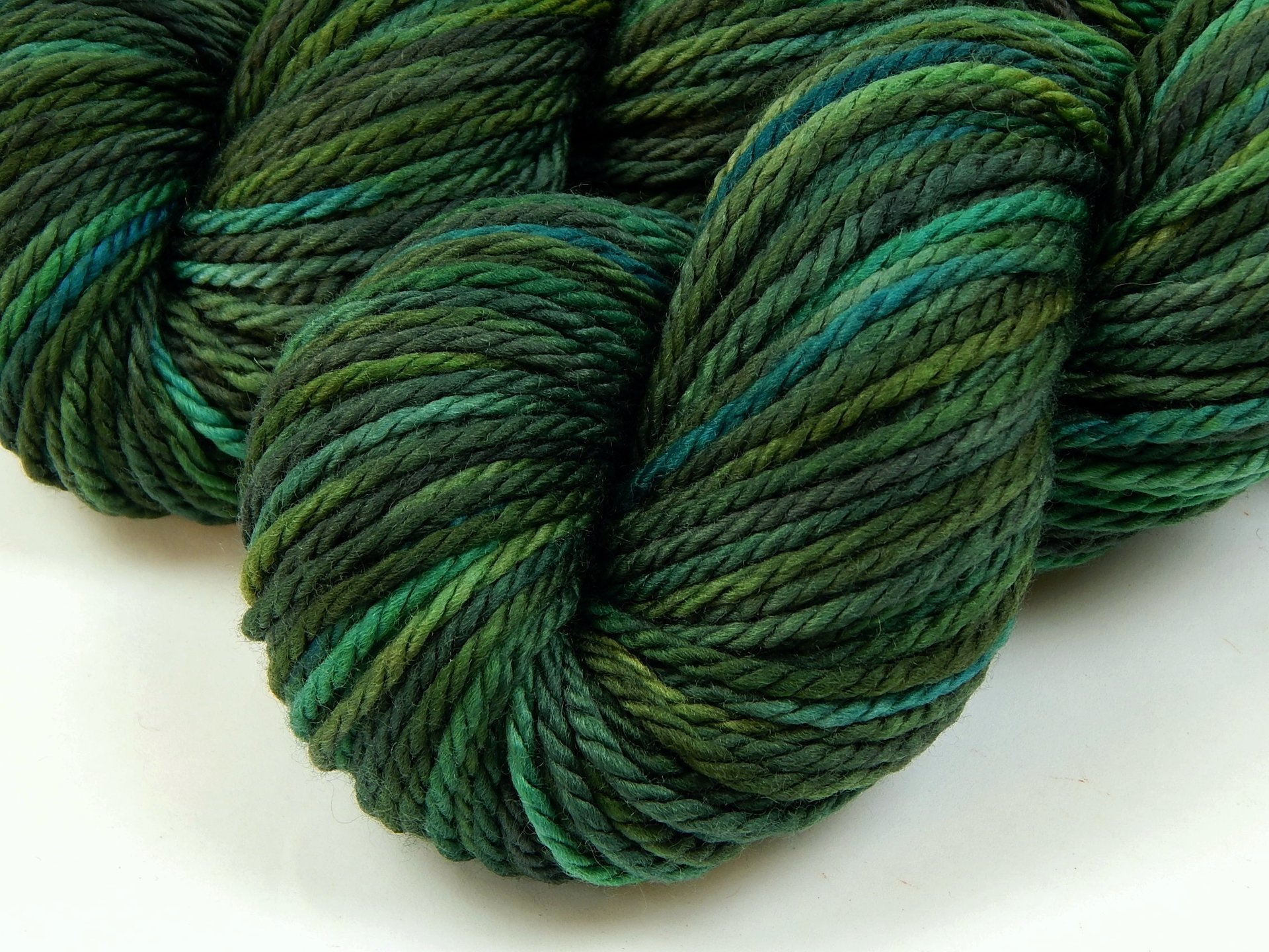 Hand Dyed Yarn, Bulky Weight 100% Superwash Merino Wool - Forest Multi - Green Multicolor Chunky Knitting Yarn