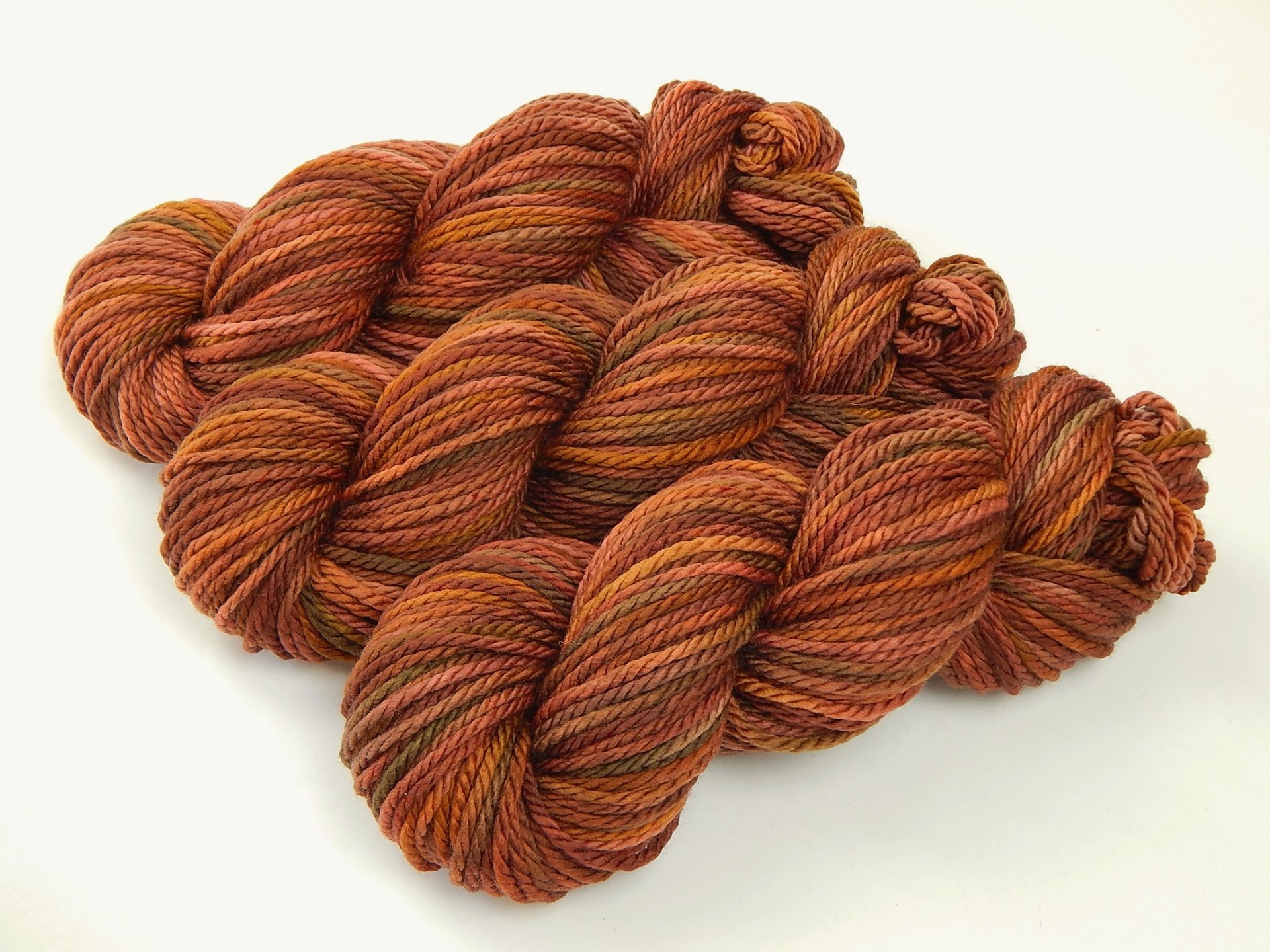Hand Dyed Yarn, Bulky Weight Superwash Merino Wool - Spice - Thick Knitting Yarn in Fall Colors, Rust Burnt Orange Autumn Chunky Yarn