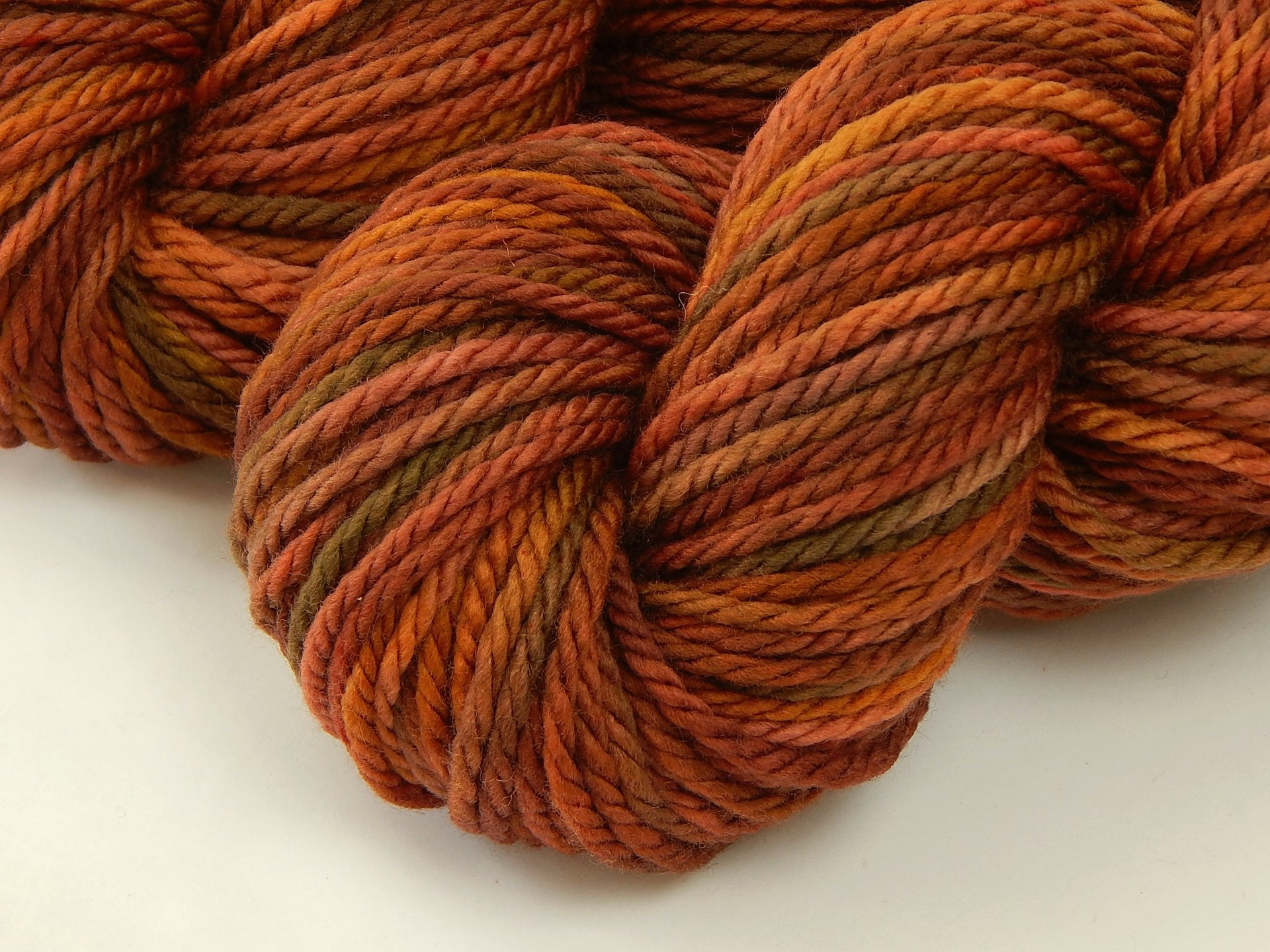 Hand Dyed Yarn, Bulky Weight Superwash Merino Wool - Spice - Thick Knitting Yarn in Fall Colors, Rust Burnt Orange Autumn Chunky Yarn