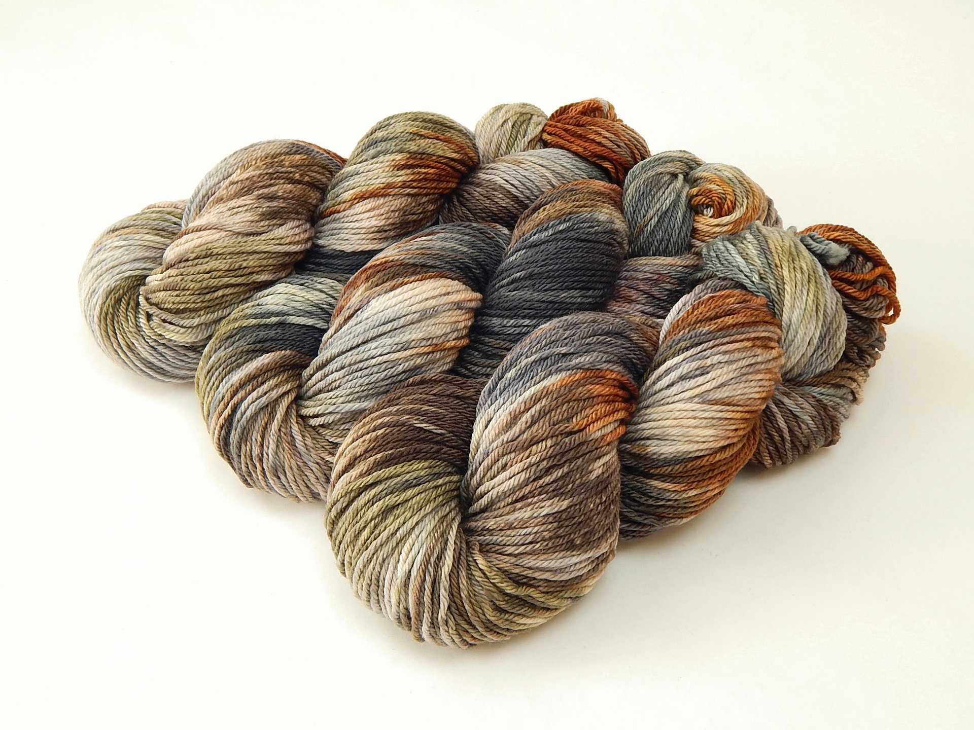 Worsted Weight Hand Dyed Yarn, 100% Superwash Merino Wool - Potluck Greys & Browns - Indie Dyer OOAK Crochet Knitting Yarn, Earthtones Gray Khaki