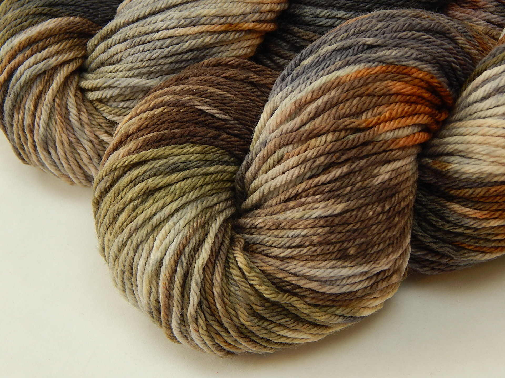 Worsted Weight Hand Dyed Yarn, 100% Superwash Merino Wool - Potluck Greys & Browns - Indie Dyer OOAK Crochet Knitting Yarn, Earthtones Gray Khaki