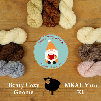Mini Skein Kit for Gneddy, the Beary Cozy Gnome - Spring 2026 Gnome MKAL - Hand Dyed Yarn, Fingering Sock Weight 4 Ply Superwash Merino Wool, Sock Yarn Set