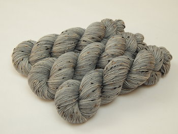 Hand Dyed Yarn, Tweed Fingering Weight Superwash Merino Wool Nylon - Silver Lining - Indie Dyer Knitting Yarn, Light Grey Gray Flecks Sock Yarn