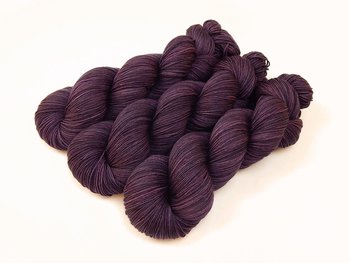 Hand Dyed Yarn, Sock Fingering Weight, 4 Ply Superwash Merino Wool - Eggplant - Indie Dyed Knitting Yarn, Tonal Dark Purple Yarn