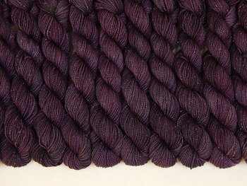 Limited Edition! Sock Yarn Mini Skeins, Fingering Weight Superwash Merino Wool & Nylon - EGGPLANT SPARKLE - Dark Purple Knitting Yarn with Silver Sparkles