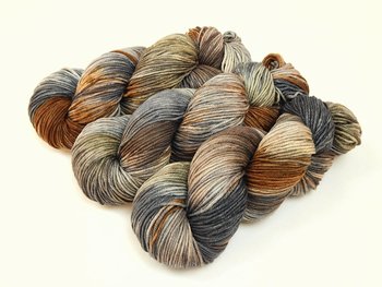 Hand Dyed Yarn, DK Weight Superwash Merino Wool - Potluck Greys & Browns - Soft Washable Indie Dyer Yarn, Earthy Colors Wool Yarn for Knitting Crochet