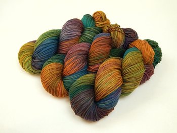Worsted Weight Hand Dyed Yarn, 100% Superwash Merino Wool - Potluck Rainbow - Indie Dyer OOAK Knitting Crochet Yarn, Earthy Vibrant Colors